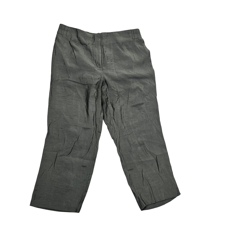 Chicos Pants Womens 1.5 Gray‎ Green Cropped Pull On Elastic Waist Casual Travel